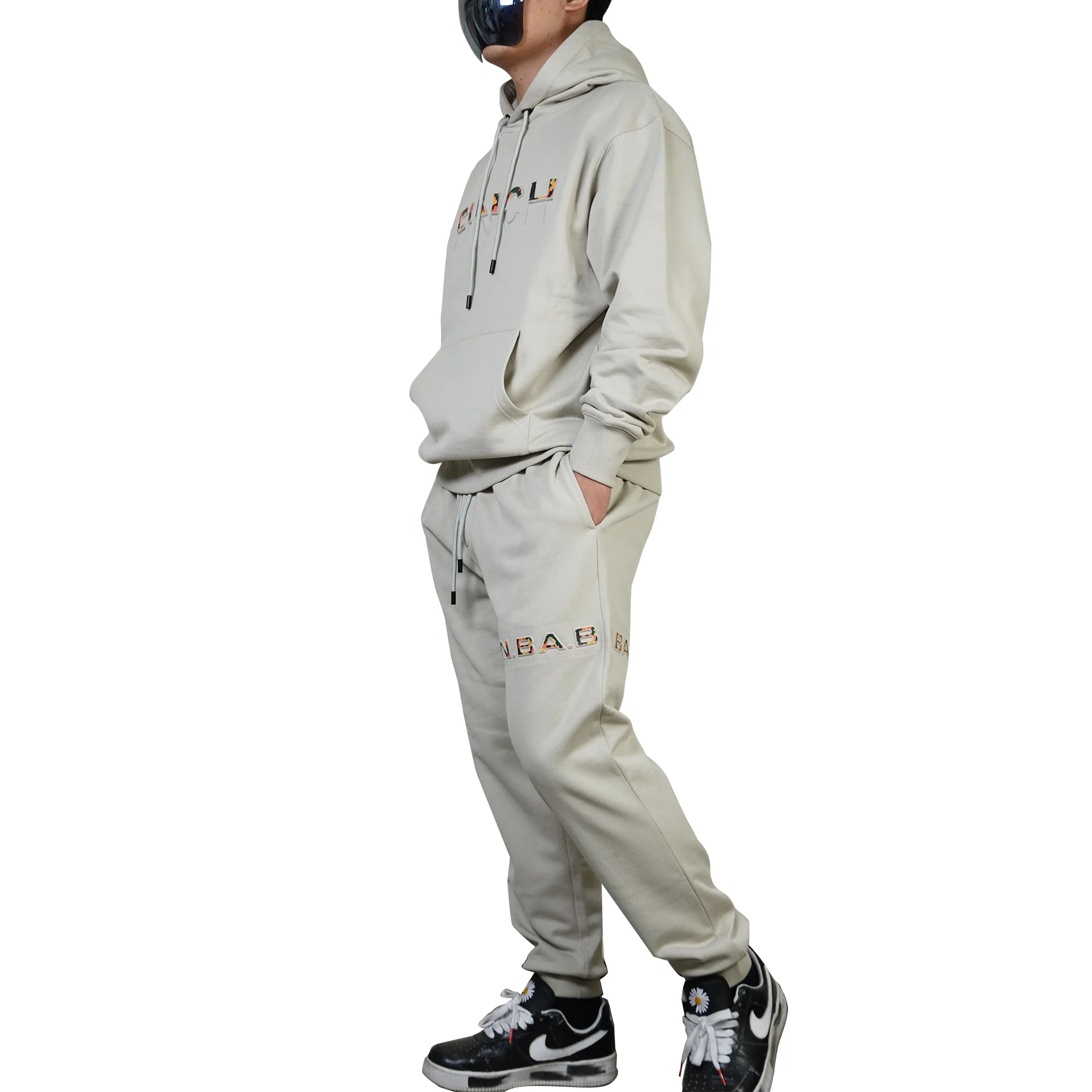 Finch Garment custom logo sweatsuits men sportswear track suit jogger 2 piece set embossed tracksuits for men