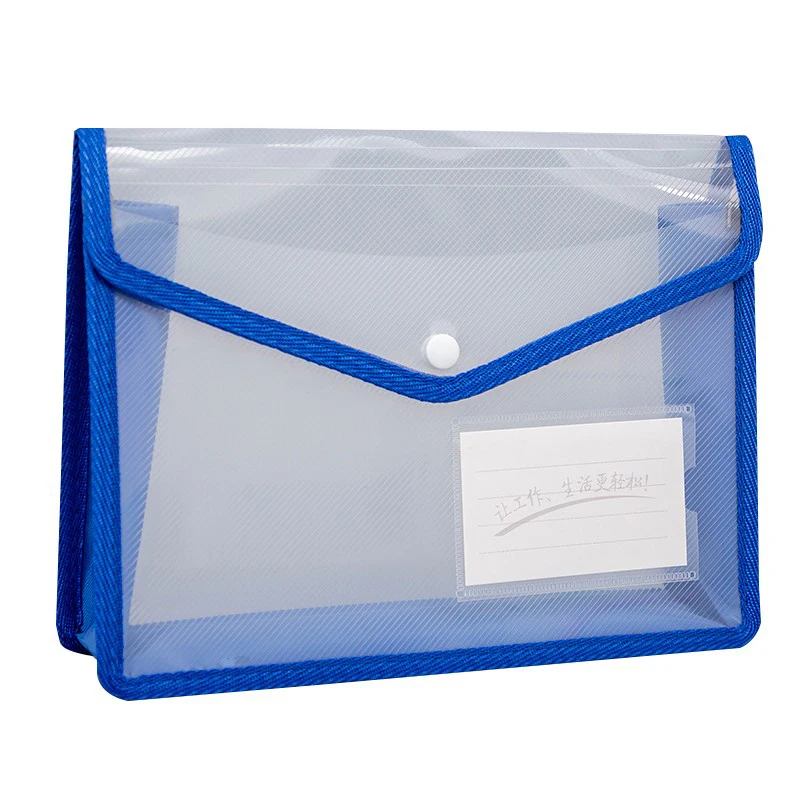 Custom Fashion  Plastic Stationery  Bag With Button School Students Supplies Document Case For Student