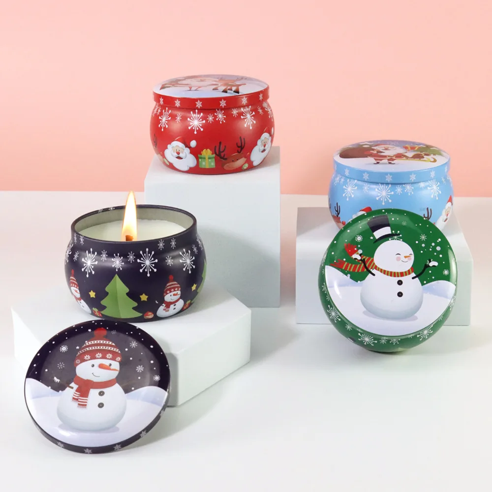 8 Piece Gift Box Wax Essential Oil Scented Candle with Tin box;Christmas Gift of Candle Scented