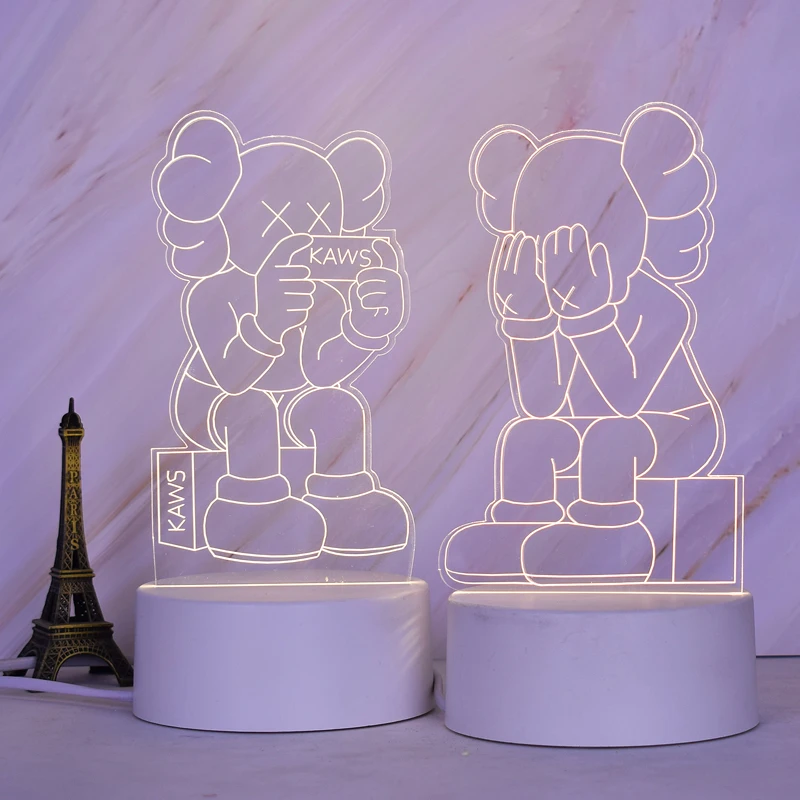 Wholesale Home Decor Art Toys White Soldier Kaw Figure Star LED Light Acrylic lamp 3D Vision Light Doll Decoration Wars