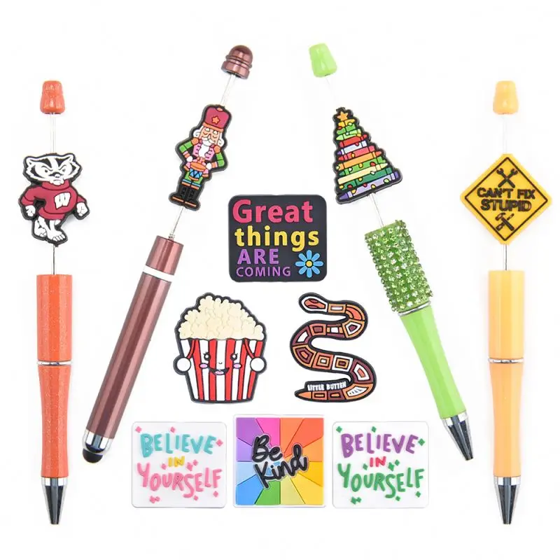 Soft PVC DIY Focal Bead Toy Animal Logo Hero Popcorn Style Pens for Pen Making Focal Beads