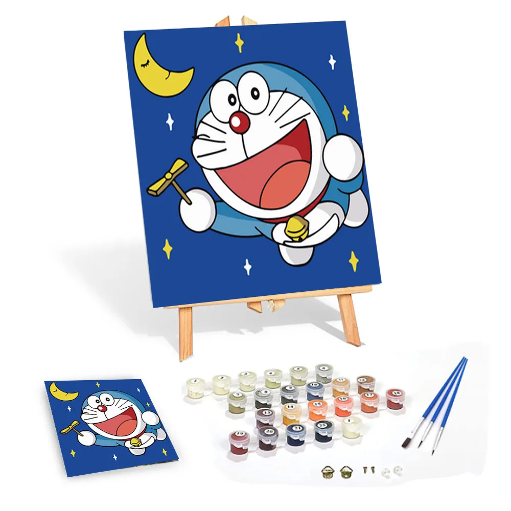 Living Room Decoration Wall Art Handmade Oil Paint Cartoon For Doraemon Kids Children Crafts Pictures Painting By Numbers