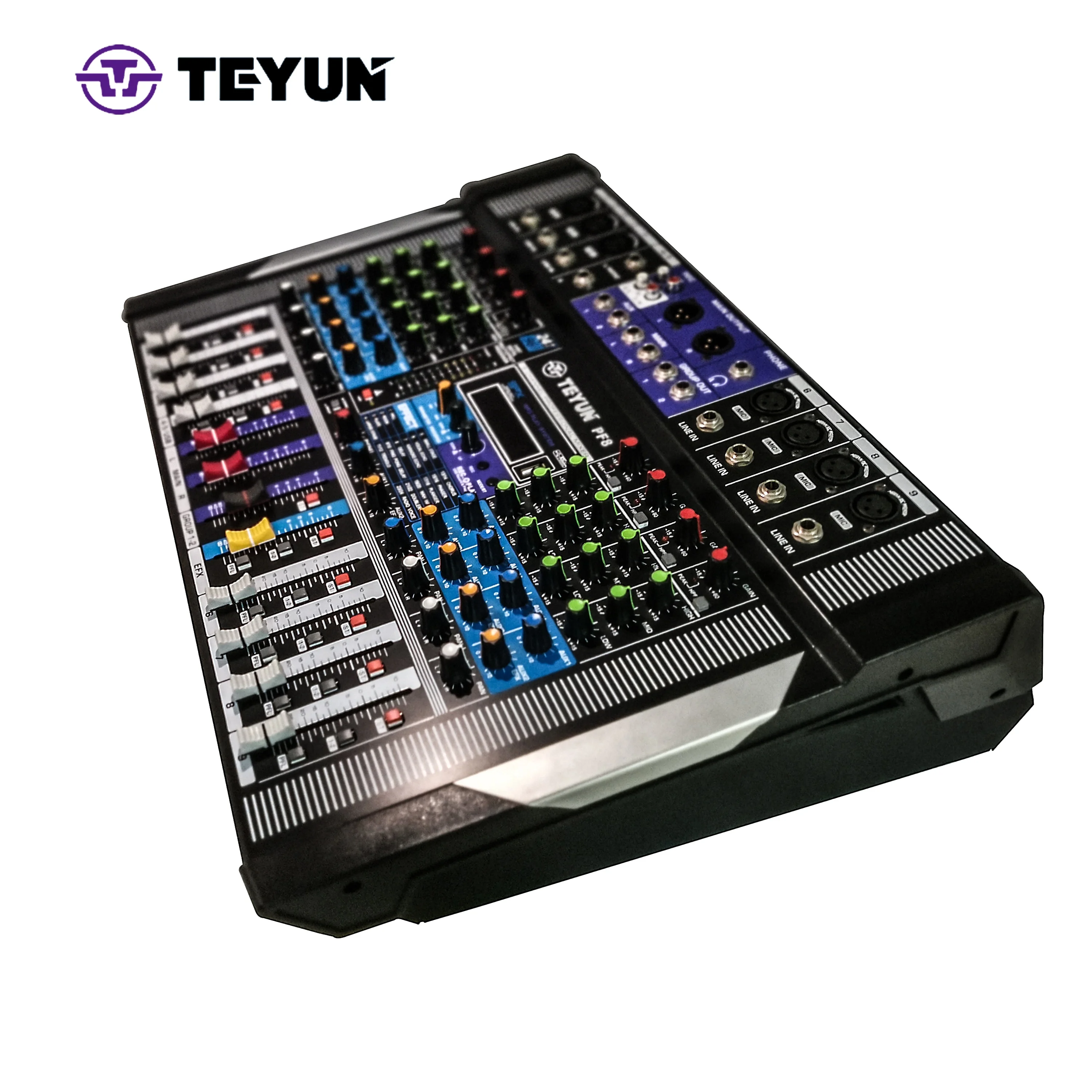 TEYUN 8 Channel Digital Mixer integrated Machine PF8 Professional High Sound Console Microphone Audio Equipment