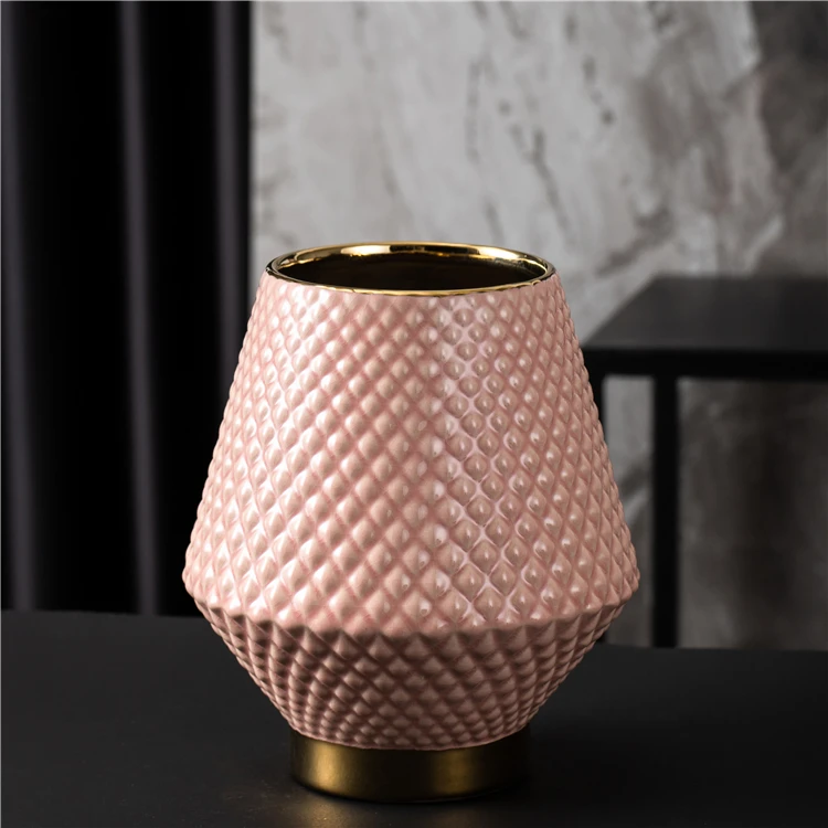 European luxury modern home decoration flower vase living room table centerpiece decor ceramic art pink vases