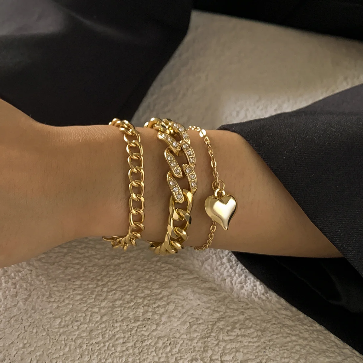 Оптовая продажа товаров в Китае, 3 шт., наборы браслетов из итальянского Кубанского муассанита с сердечками для женщин