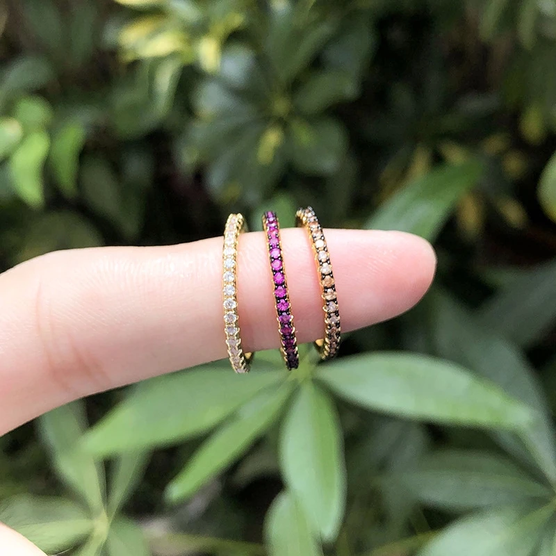 Seven.A SAR7317 Manufacturer wholesale high quality fashion new sparkling 3A gold-plated red corundum zircon geometric ring for