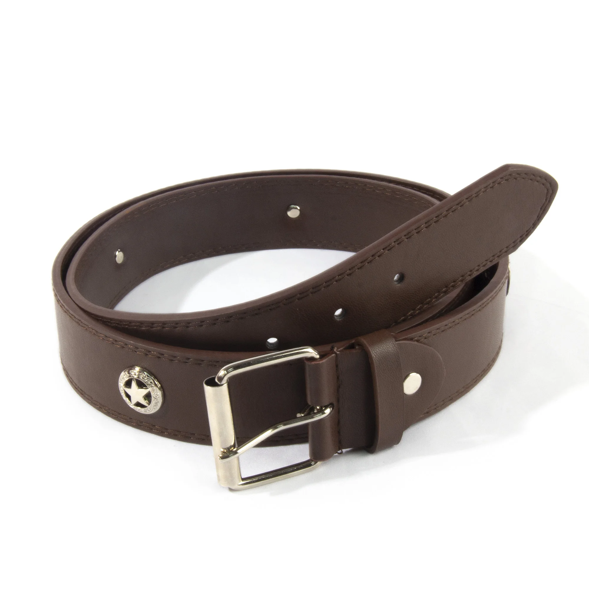 Trendy Hip Hop Cool Punk style Western Pants Belt Mens Metal Star Studded LED Leather Belt