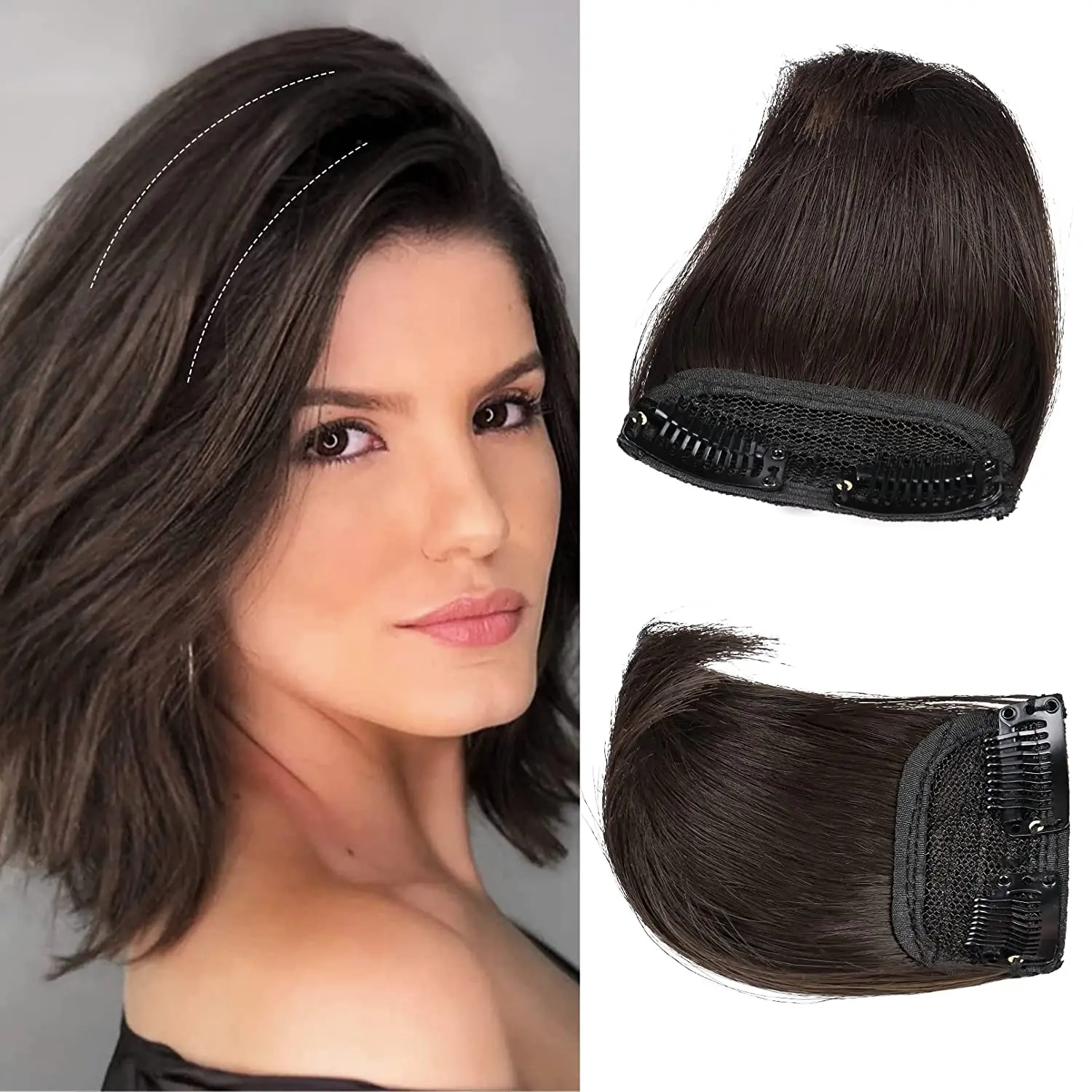 FUJIA Thick Hairpieces Adding Extra  Volume Clip in Hair Extensions  Topper for Thinning Hair Women (4 Inch (Pack of 2)