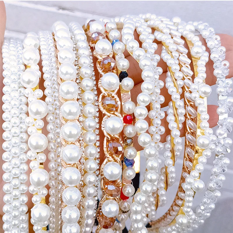 Wholesale Custom Beaded Headbands For Women  Hair Bands For Men Makeup Hair Band Pearl Headband Hair Jewelry