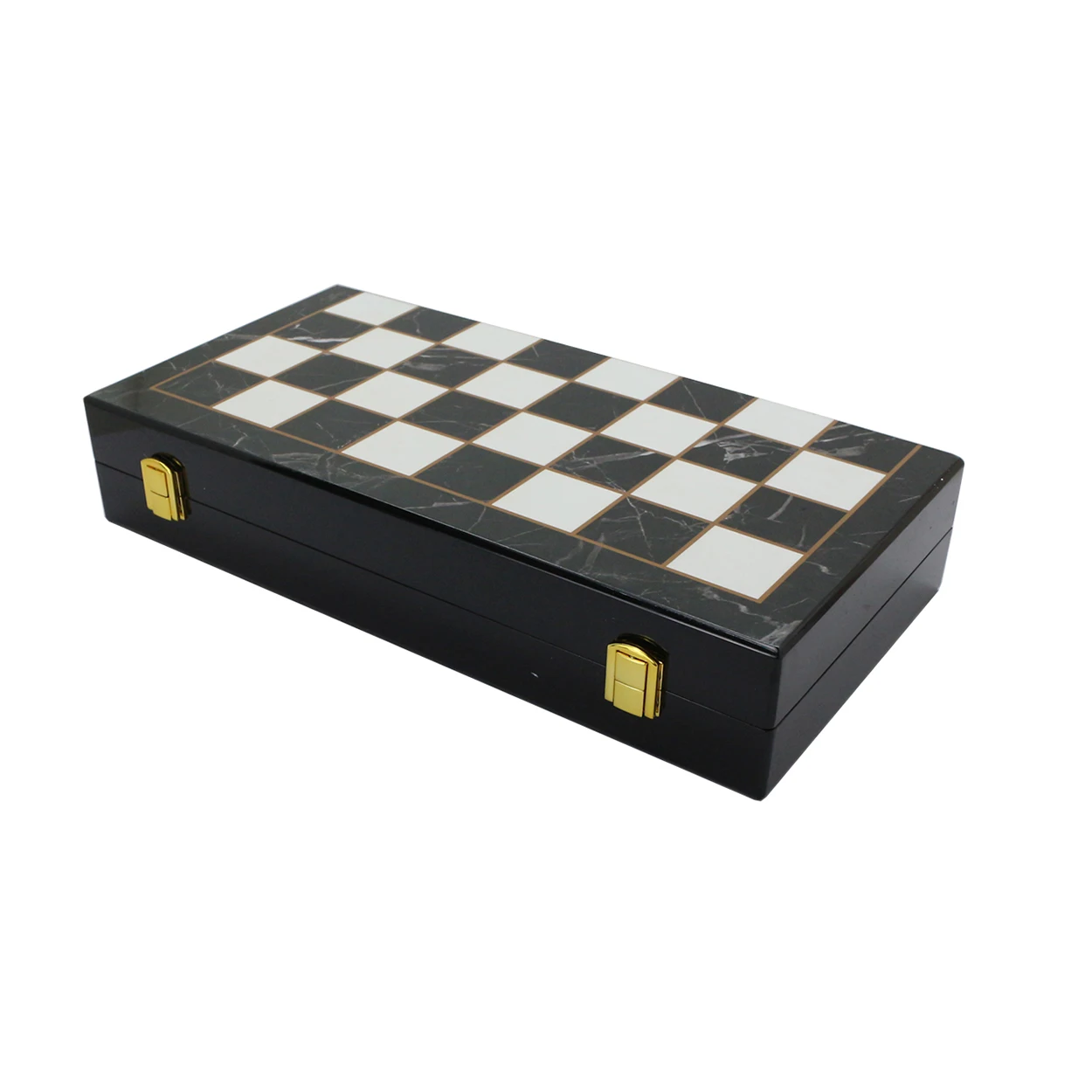 14 Inches Marble Chess Set felted Marble Design Wood Chess Board Metal Chess Pieces Figures Set