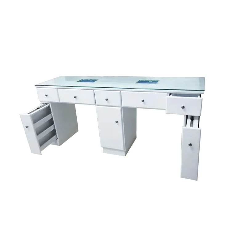 Factory directly sale OEM nail salon furniture nail table manicure table with marble top and dust collector