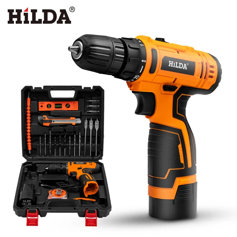 Небольшая электродрель Hilda 12V 16,8 V 21V аккумуляторная электрическая отвертка комплекты Многофункциональный зарядный Электрический ручная дрель дома электрическая отвертка
