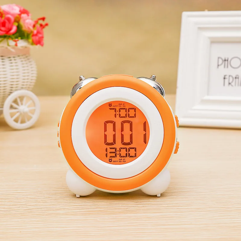 Silent luminous electronic clock Creative simple three-dimensional LED alarm clock Double ring alarm clock Suitable for bedroom