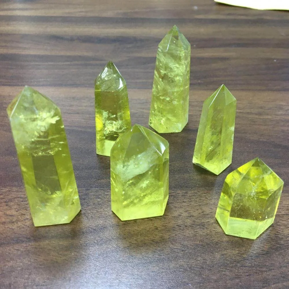 Wholesale Natural Crystal Quartz Point Healing Carved Crystal Tower Folk Crafts Yellow Clear Citrine For Healing