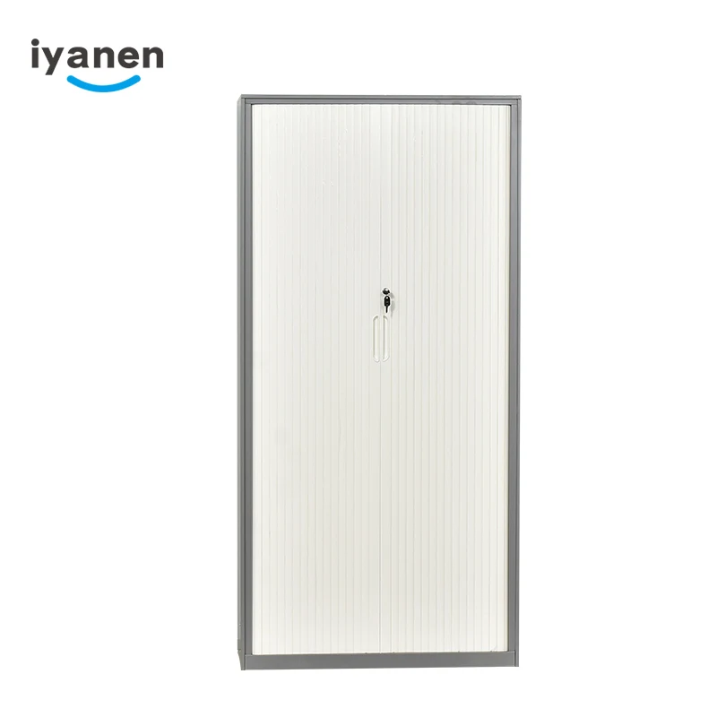 IYANEN Modern adjustable 5 shelf grey beige ABS roller shutter door storage display steel filing cabinet
