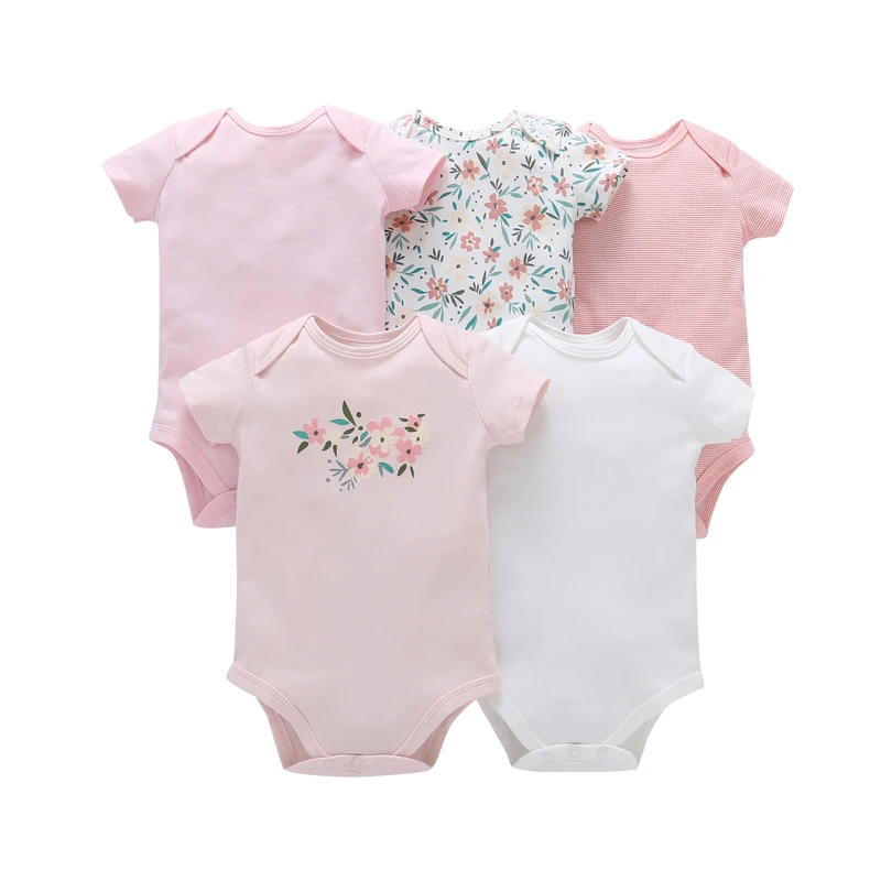 5 pcs/pack short sleeve summer boutique baby romper new born baby clothes