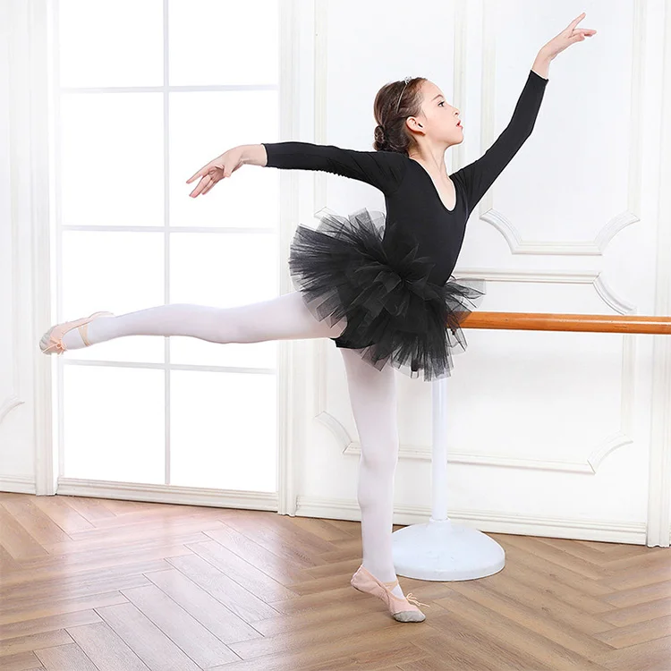 Girls ballet dress black long sleeved dresses party dancing multi-layer mesh customizable for daily holiday performance dresses