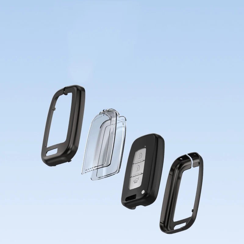 Zinc alloy car key case cover with metal key chain for hyundai series car