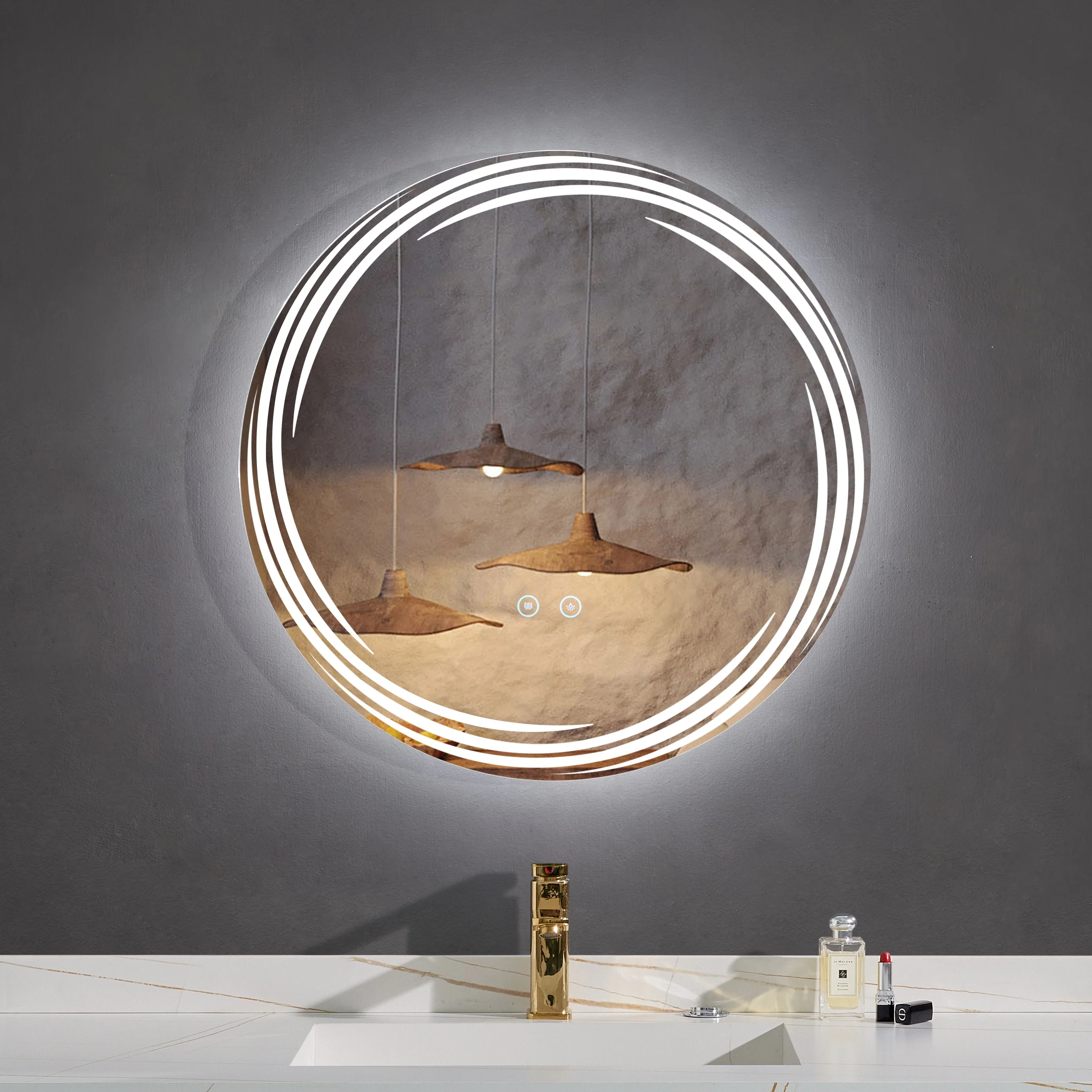 Demist Etl Led Mirror Bathroom Rounds Energy Saving illuminated Smart Round Mirror With Led