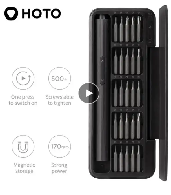 HOTO 25 IN 1 Electric Precision Screwdriver Set  Multi-functional Cordless Screwdriver Set Magnetic Aluminum Box for Home DI