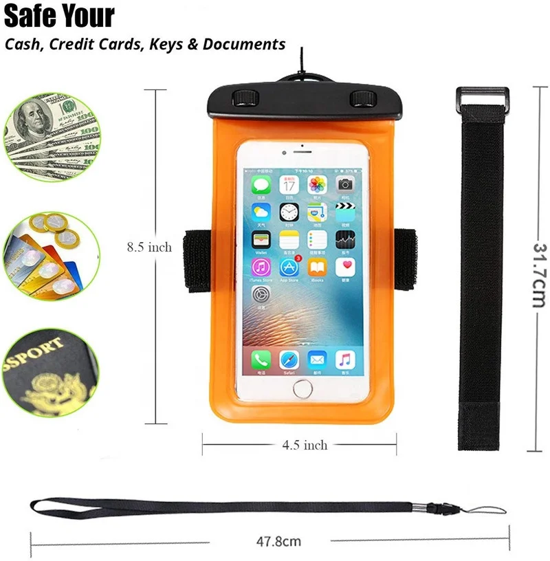 YEFFO Waterproof Phone Pouch , Universal IPX8 Waterproof Case Underwater Protective Dry Bag