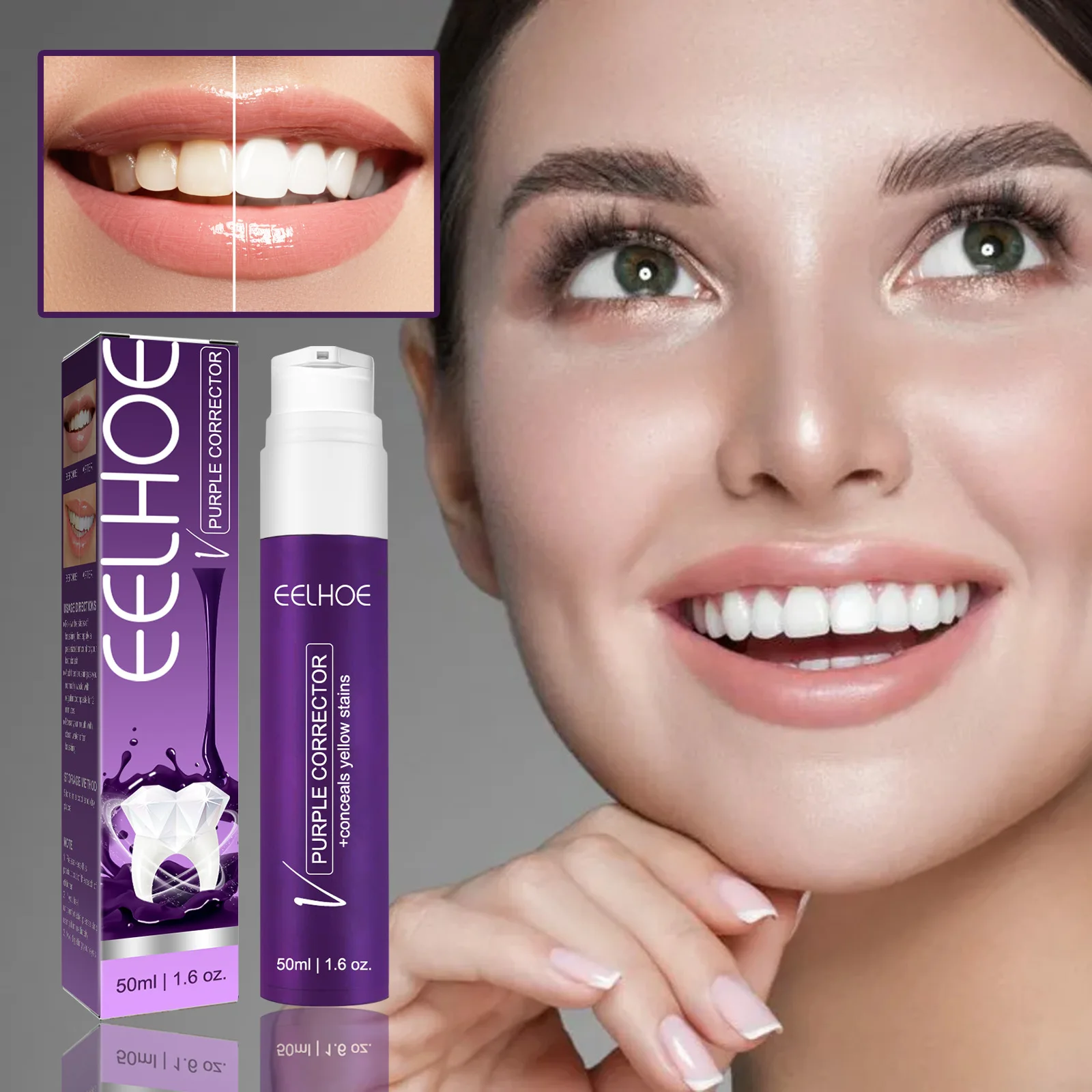 EELHOE Hot Sale Custom Purple Teeth V34 Color Corrector Toothpaste Purple Toothpaste For Teeth Whitening