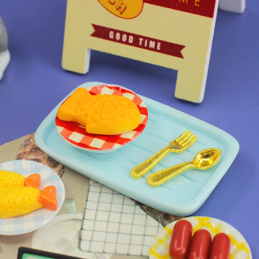 Miniature Colorful Plate Dishes Resin Charms For DIY Kitchen Accessories Doll House Kitchen Food Play Toys