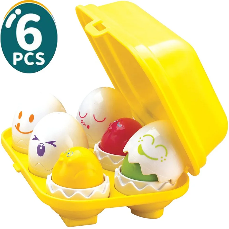 Hot Selling Montessori Materials colors shapes matching eggs Squeak Eggs Educational Shape Sorter Baby Toddler and Kids Toy