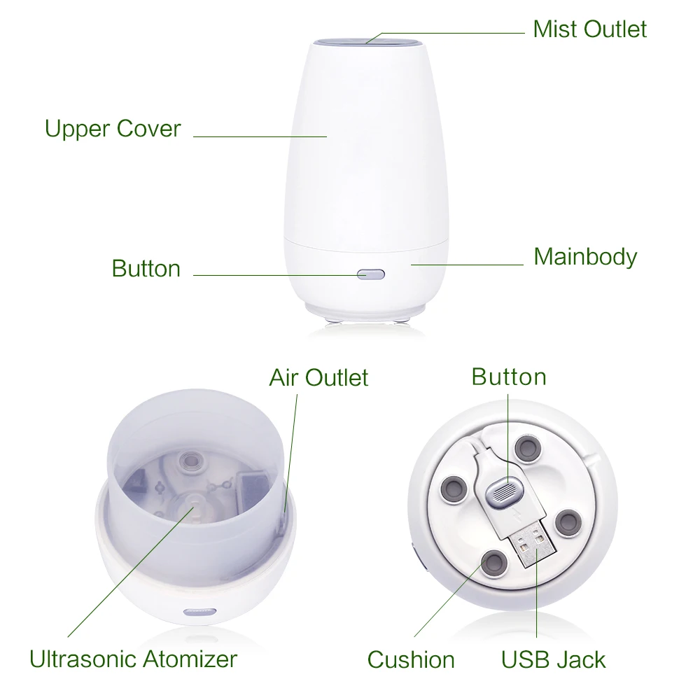 Best Selling Products Car Essential Oil Diffuser Cool Mist Humidifiers 60ml Double Switch Custom Logo