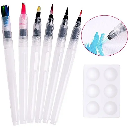 2021 new customlogo 6 Pcs Solid watercolor art pen white water brush pen