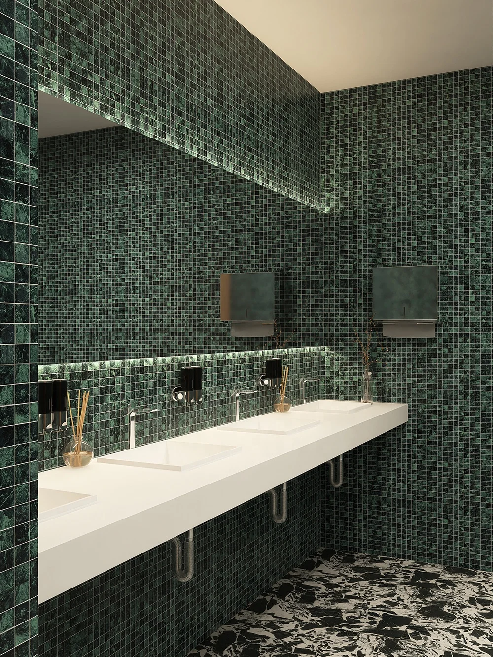 Wholesale Emerald Marble Texture Glazed Matt Porcelain Mosaic Tiles