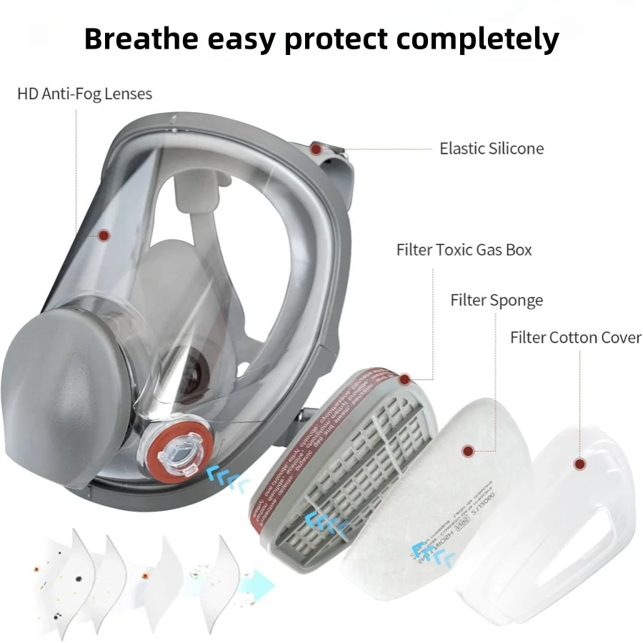 6800 Reusable Chemical Spray Painting Vapour Gas equipment Full Facepiece Mask