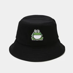 Newly Korean style Cartoon Frog Fisherman Hat Summer Outdoor Sun Protection Basin Hat Bucket Hat