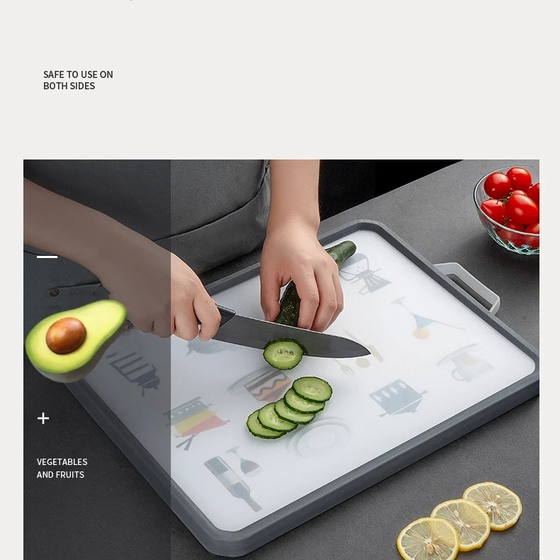 Stainless Steel Rectangle Cutting Board Anti-Mold Bacterial Double-Sided Meat Chopping Board Made PP Plastic Eco Style