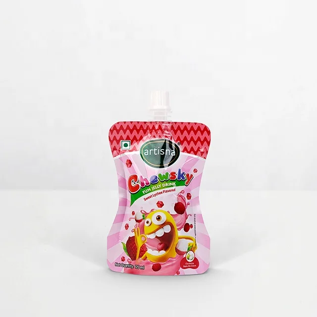 Juice Soda Drinking Packaging Custom Shaped Stand Up Bag Pouch with Spout