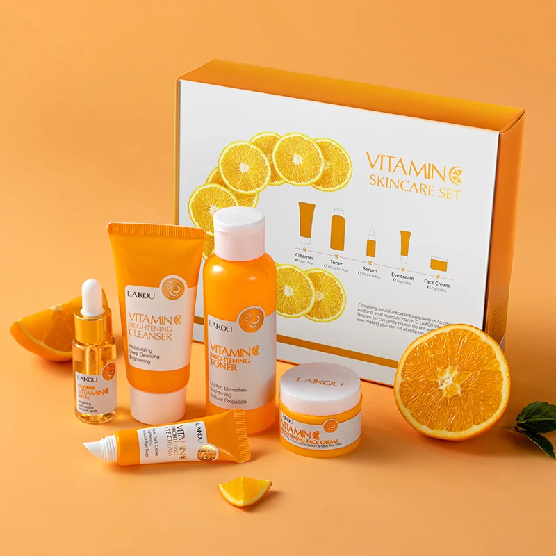 Vitamin C Travel Set Brightening Natural Face Skincare Mini Moisturizing Vitamin C Skin Care Set