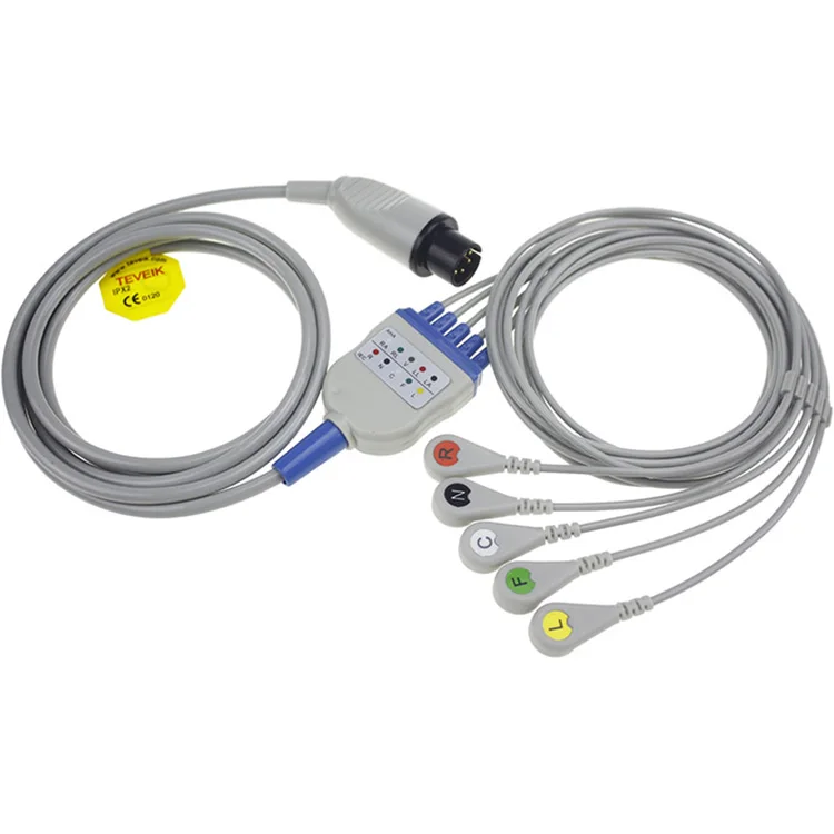 Compatible for Penlon Mindray BCI CSI Top Quality Direct Price Round 6pin 5 leads Snap IEC ECG Cable