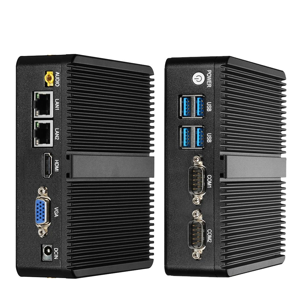 
 Мини-ПК без вентилятора, Intel Celeron N4100, 2 гигабитных Ethernet, 2 шт., RS232, HDMI, VGA, 4 USB, Wi-Fi, Windows 10, Linux  