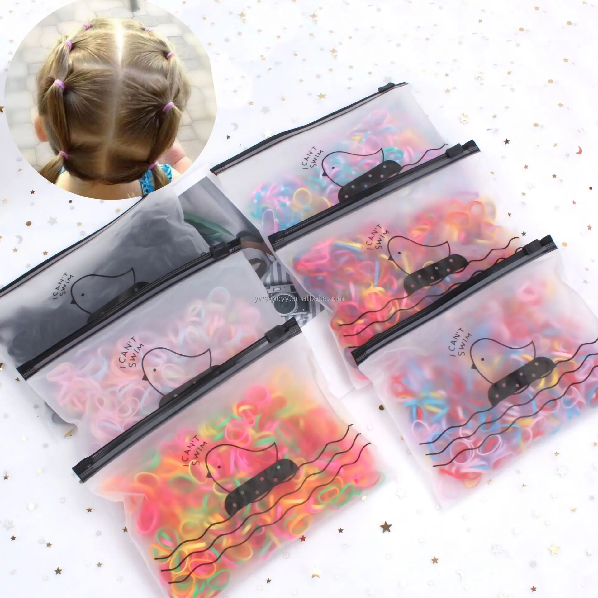 Wholesale Korean kids fashion Elastic Hair Ties band Candy color Transparent Hair Rubber Bands For Child