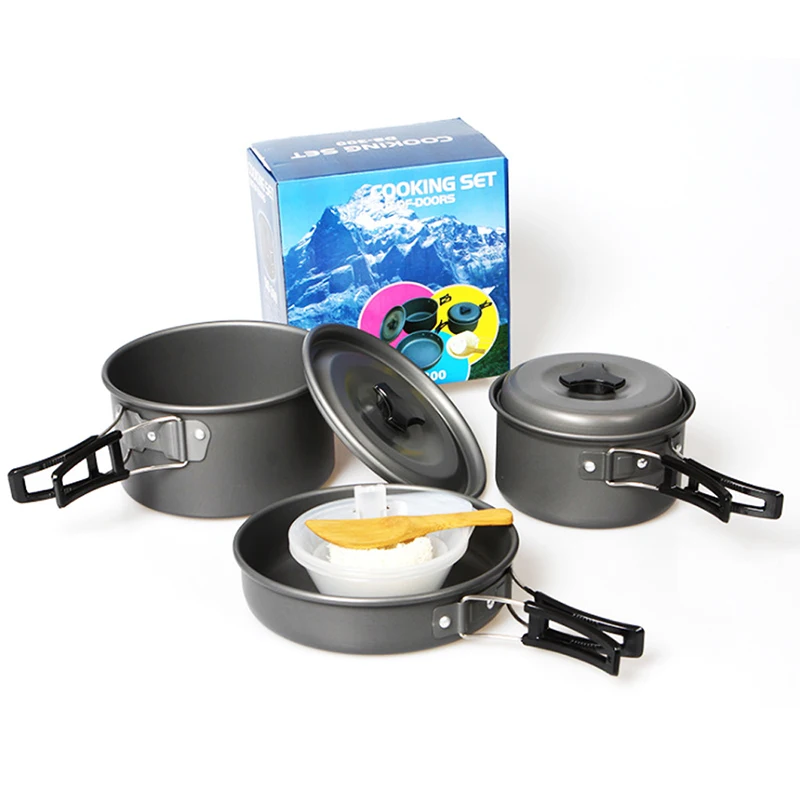 CPK-PT020 Portable Folding Stainless Steel Utensils Outdoor Cooking Equipment Teapot Kettle Aluminum Camping Cookware Set