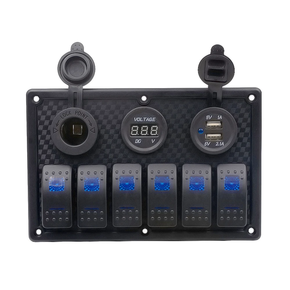 5PIN Двухламповая 6 позиционный переключатель + прикуривателем dual USB Вольтметр