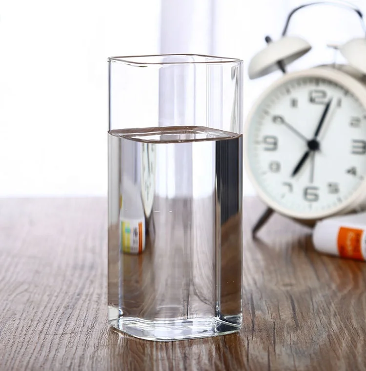 Heat-resistant glass tea set square straight glass juice milk mug