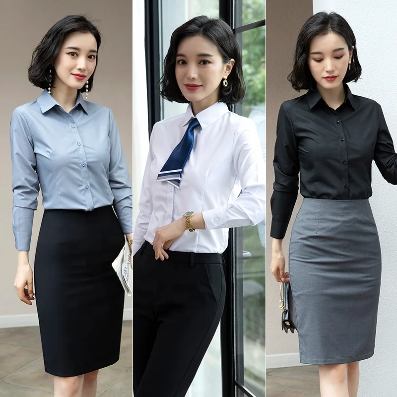 Professional Shirt Long Sleeve New High-end Formal Shirt Slim Fit Anti-wrinkle Temperament Interview Work Clothes for Women