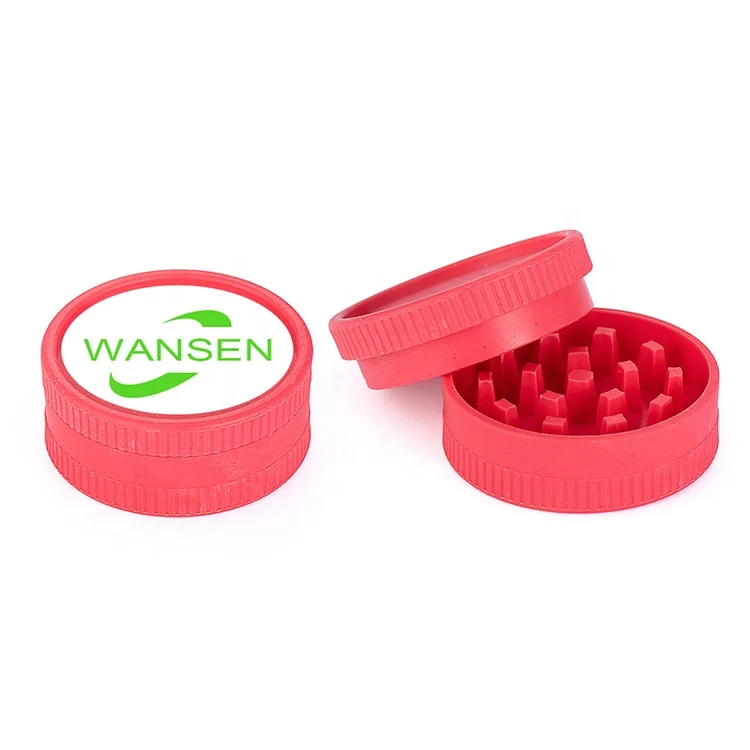 Wansen Custom Logo 55mm  63mm 2 Layers Eco-friendly Biodegradable Plant Fibres Tobacco Grinders Plastic Herb Grinder