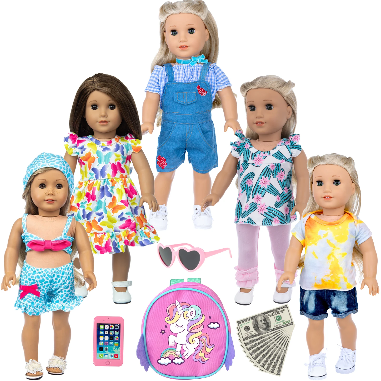 Amazon Hot Sale American Doll Girl 18 Inch beautiful dress accessories Baby Dolls Clothes