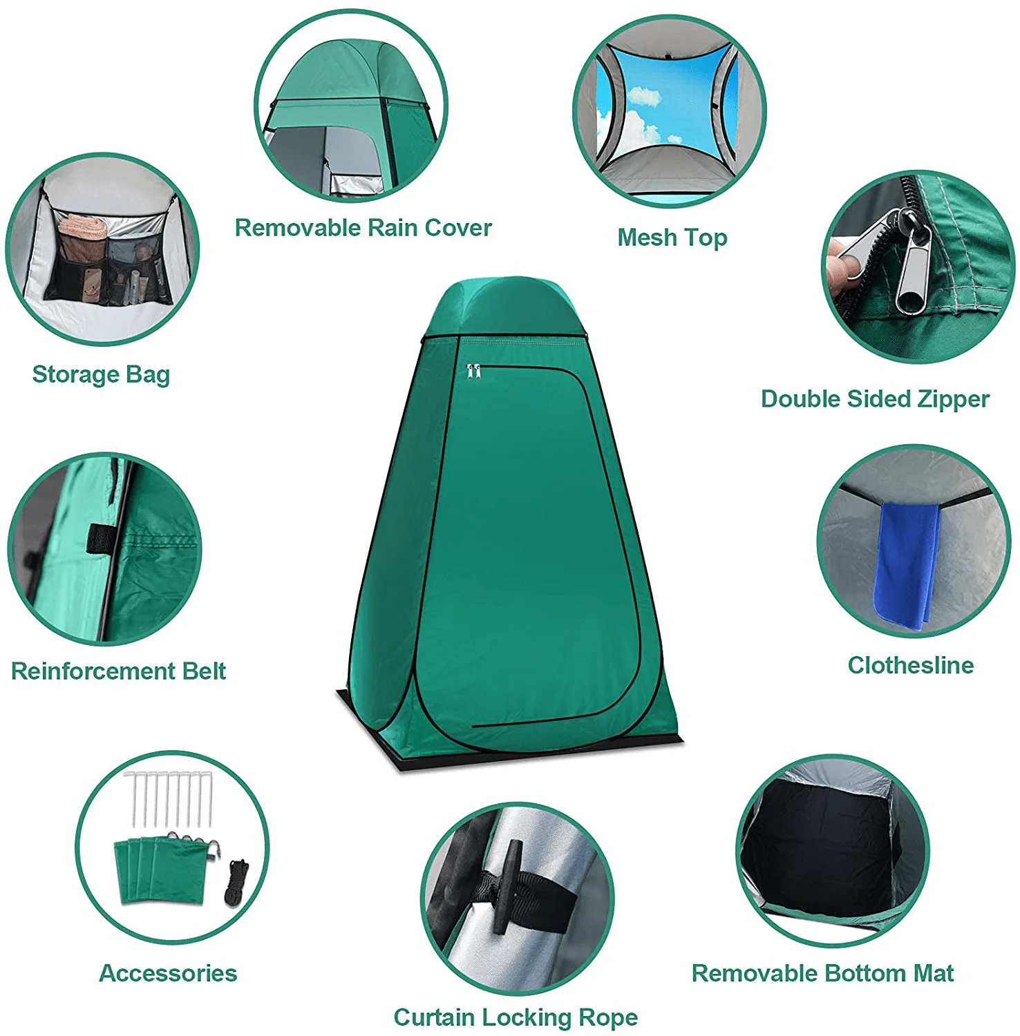 Portable Pop Up Outdoor Waterproof Camping Shower Tent Changing Room Folding Privacy Shelter Tent for Outdoor Dressing Toilet