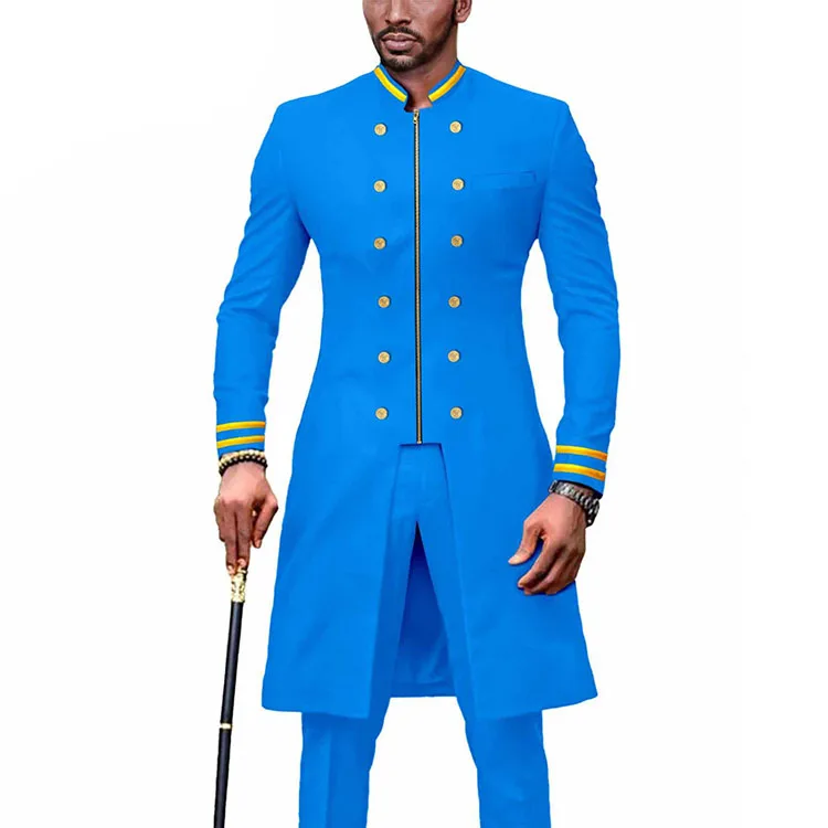 Long Zipper Africa Ethnic Costumes Mens Suits African Clothing for Men Button Clothes High Quality