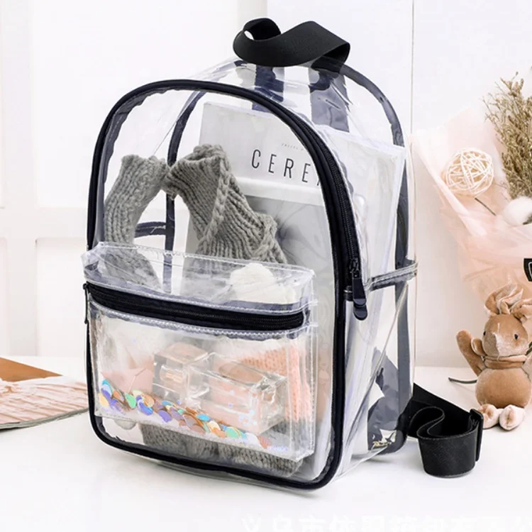 China manufactory OEM  high quality  school  girls clear transparent pvc backpacks soft school bag