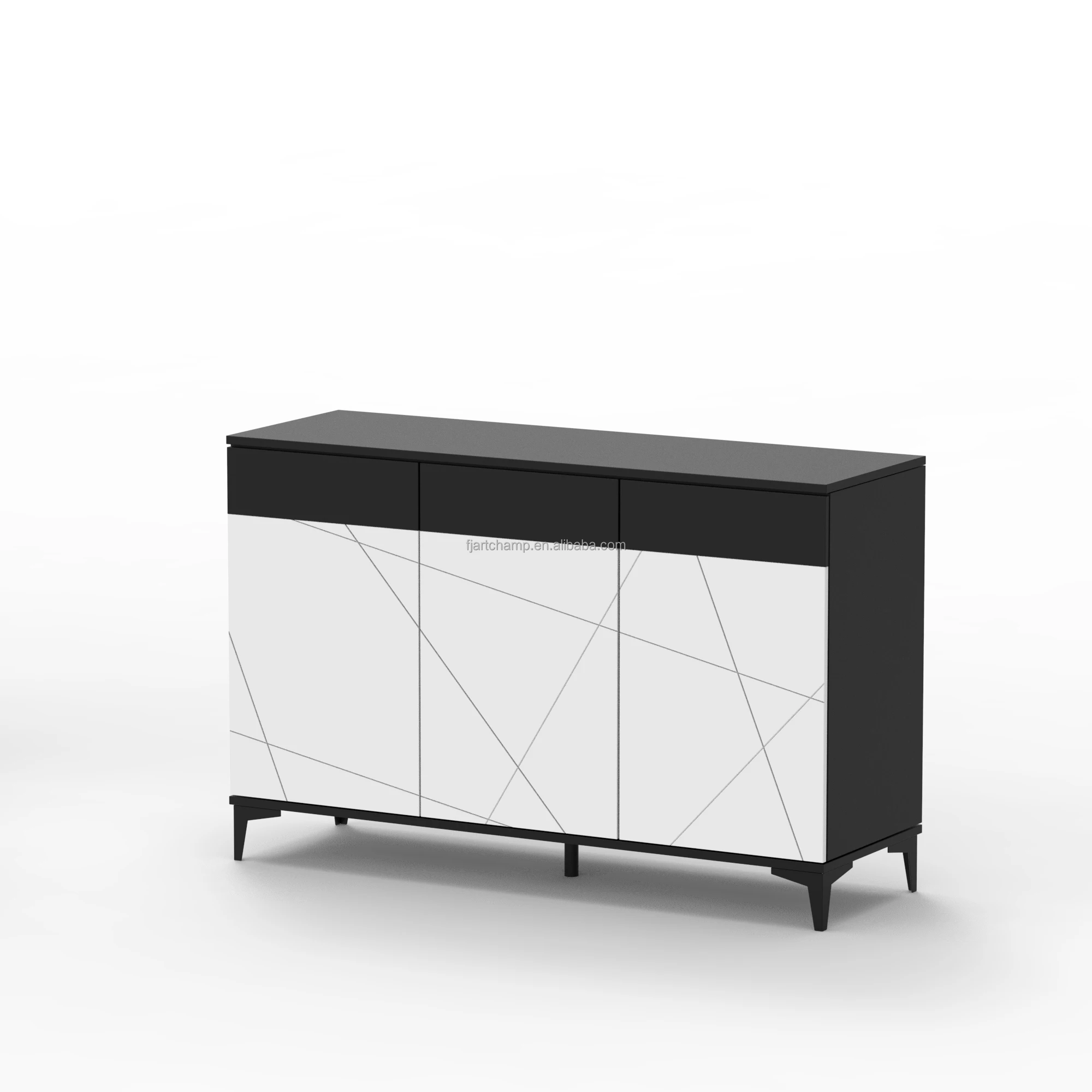 3 Doors Panel Furniture Modern Wood Credenza Storage Sideboard Buffet