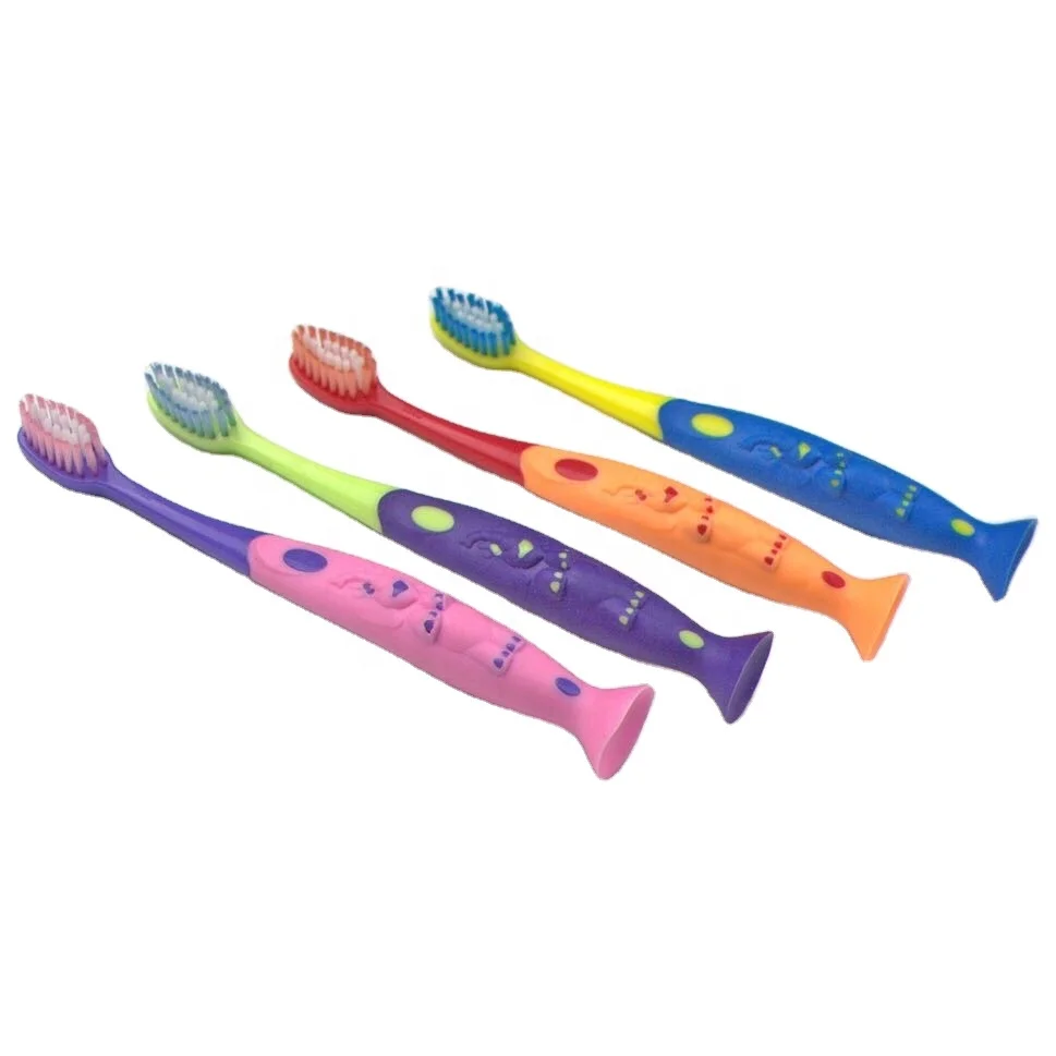 
CE Certificate Kids Toothbrush with Blister Card Packing Colorful Dupont Nylon Soft Bristles Animal Shape with Cover 